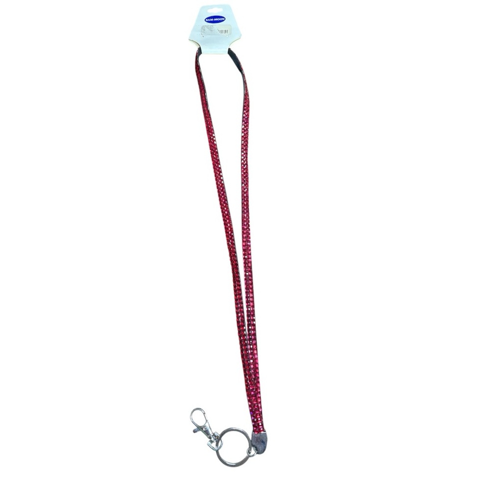 Sam Moon Hot Pink Bling Rhinestone Crystal Lanyard ID Badge Cardholder NWT
